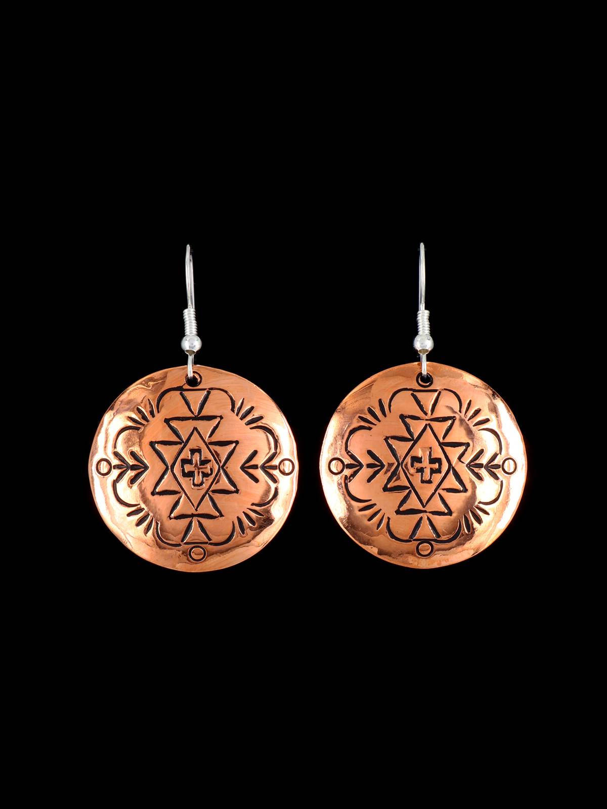Navajo Stamped Copper Dangle Earrings