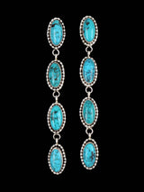 Boucles d'oreilles Navajo en argent sterling turquoise extra longues