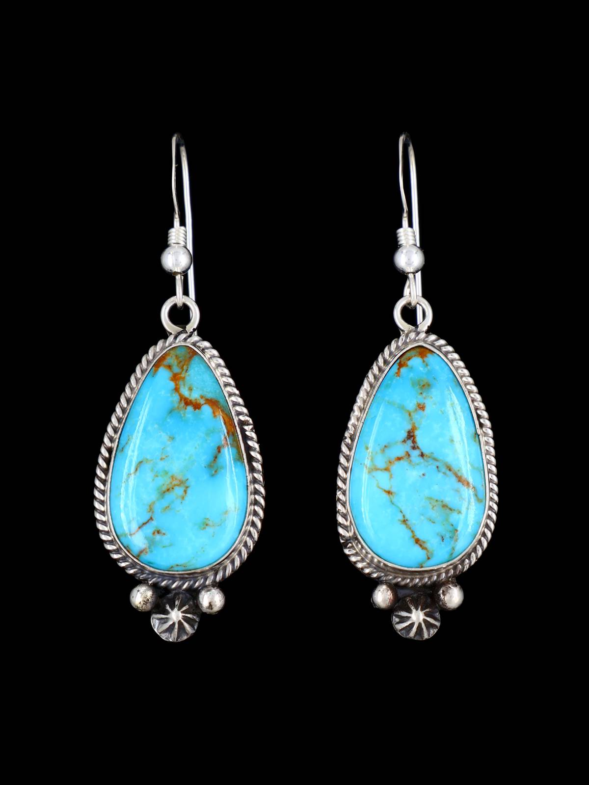 Native American Sterling Silver Turquoise Dangle Earrings