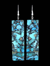 Navajo Compressed Turquoise Slab Earrings