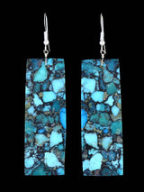 Navajo Compressed Turquoise Slab Earrings