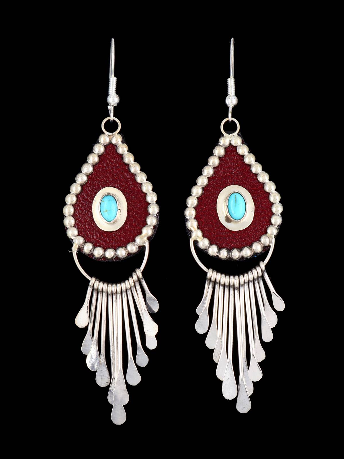 Boucles d'oreilles pendantes en forme de cascade turquoise Navajo en argent sterling