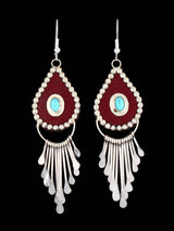 Boucles d'oreilles pendantes en forme de cascade turquoise Navajo en argent sterling