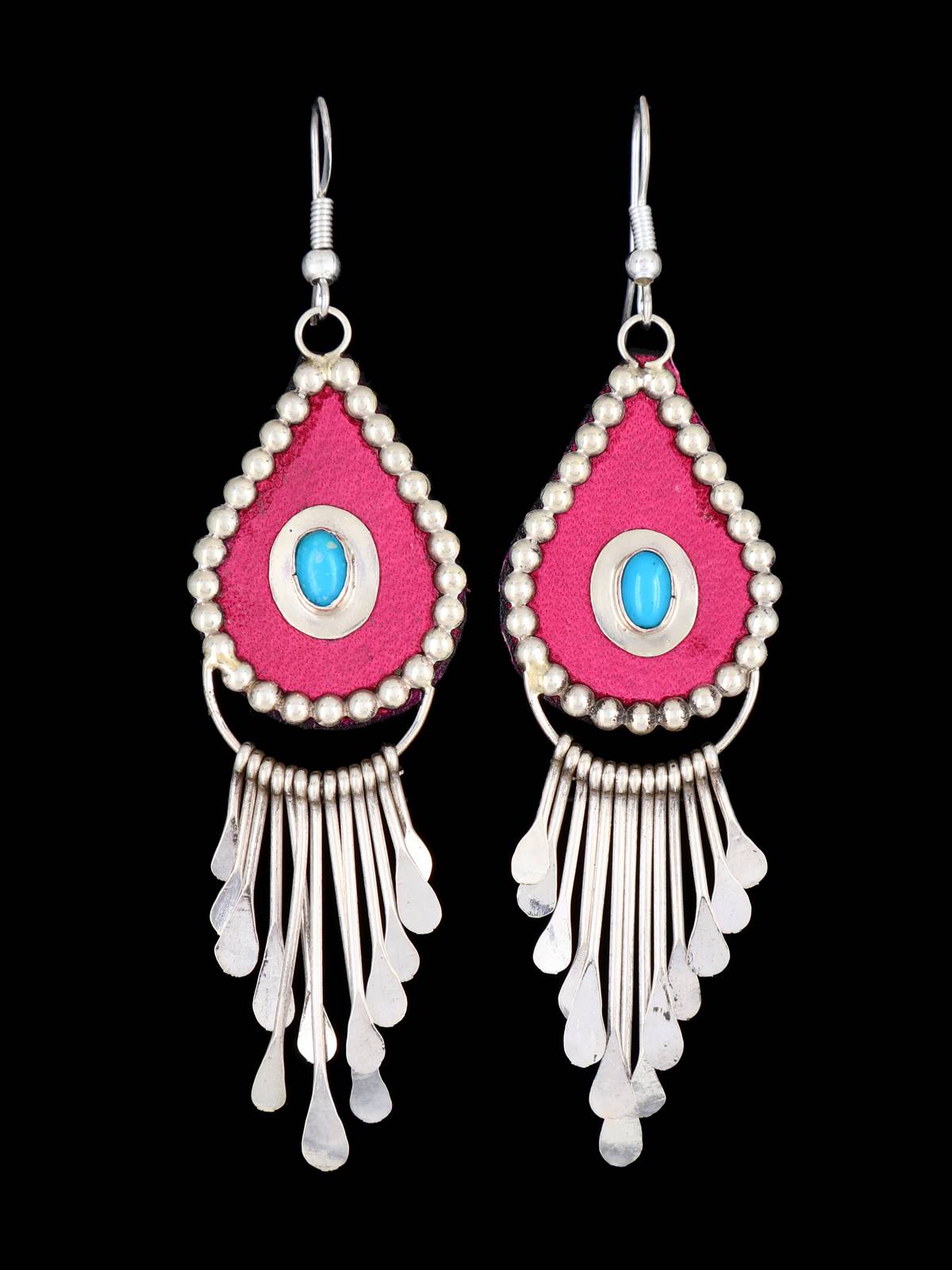 Pendientes colgantes de cascada turquesa de plata de ley navajo