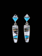 Boucles d'oreilles incrustées d'opalite bleue en argent sterling