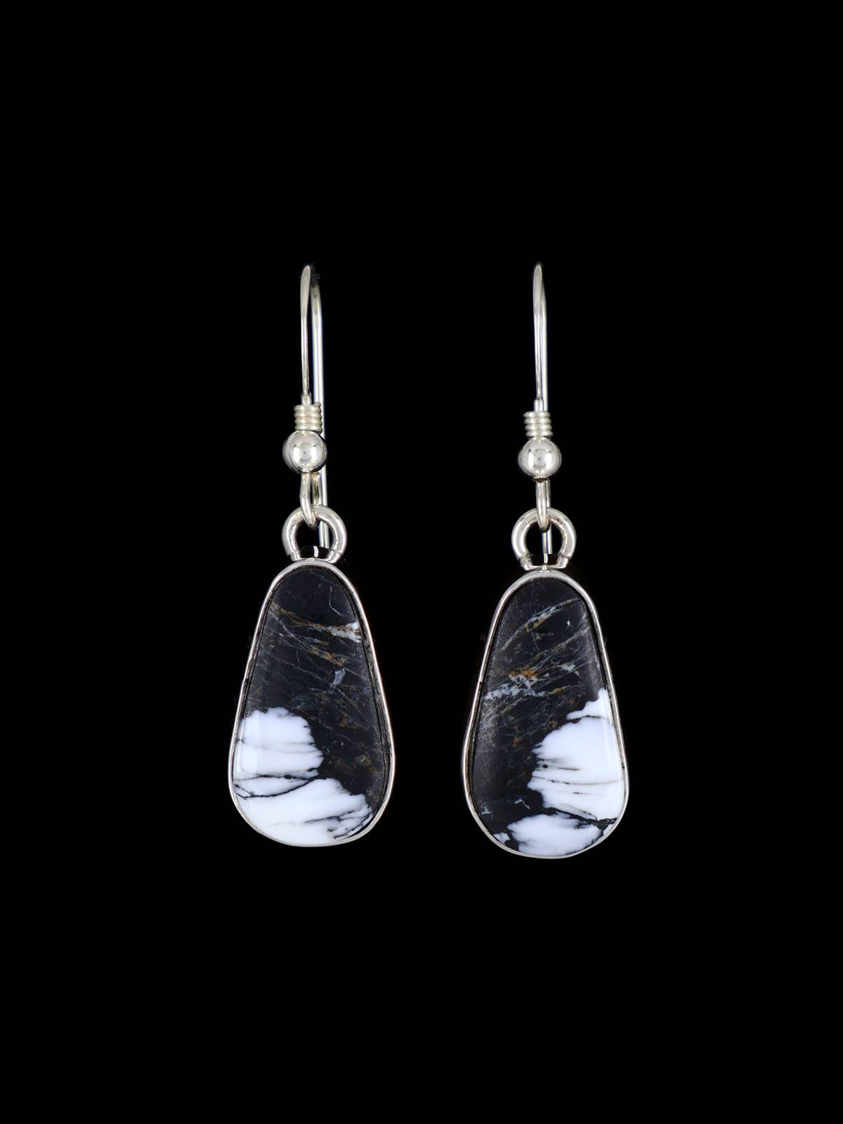 Navajo White Buffalo Sterling Silver Dangle Earrings