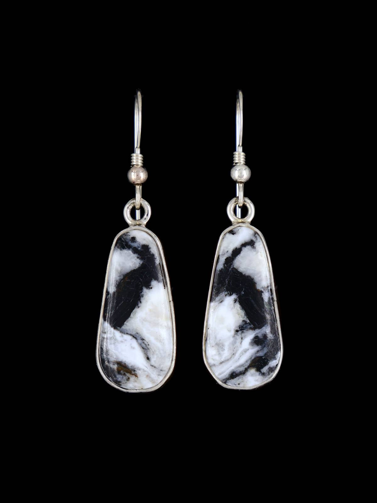 Native American Sterling Silver White Buffalo Dangle Earrings