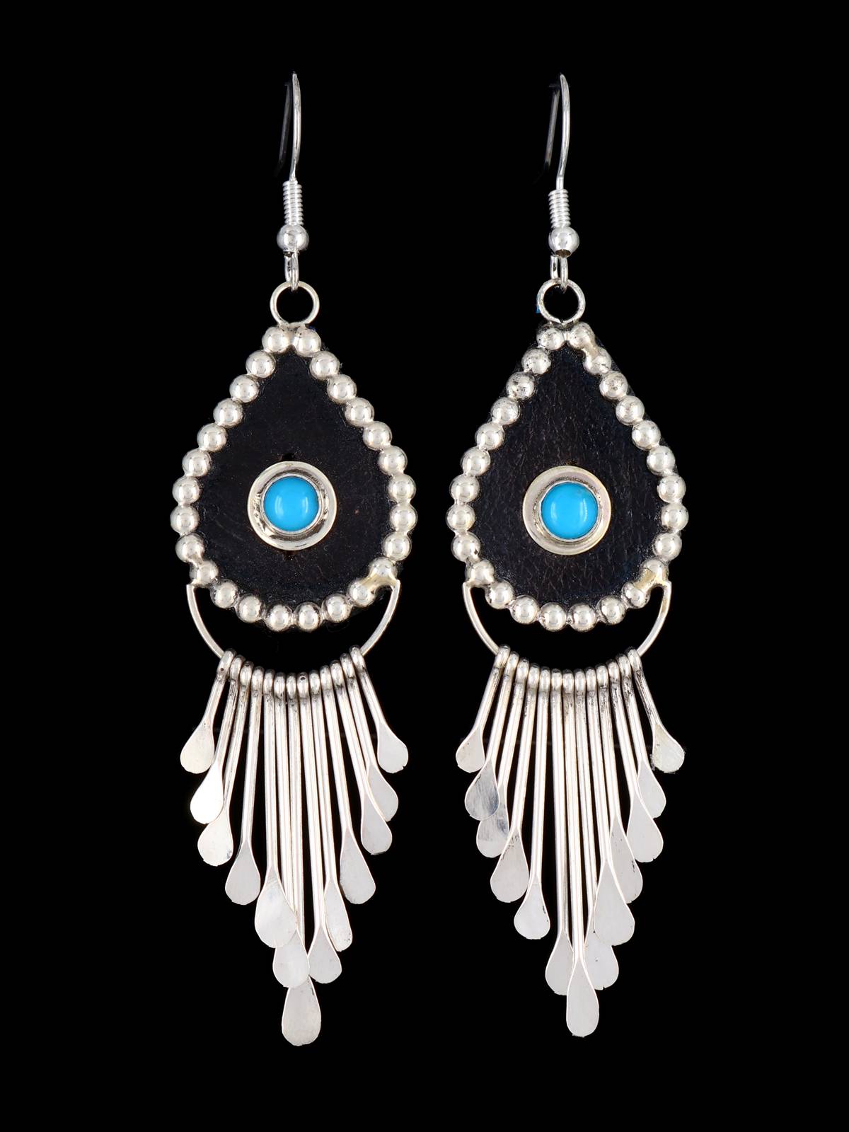 Pendientes colgantes de cascada turquesa de plata de ley navajo