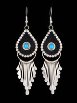 Pendientes colgantes de cascada turquesa de plata de ley navajo