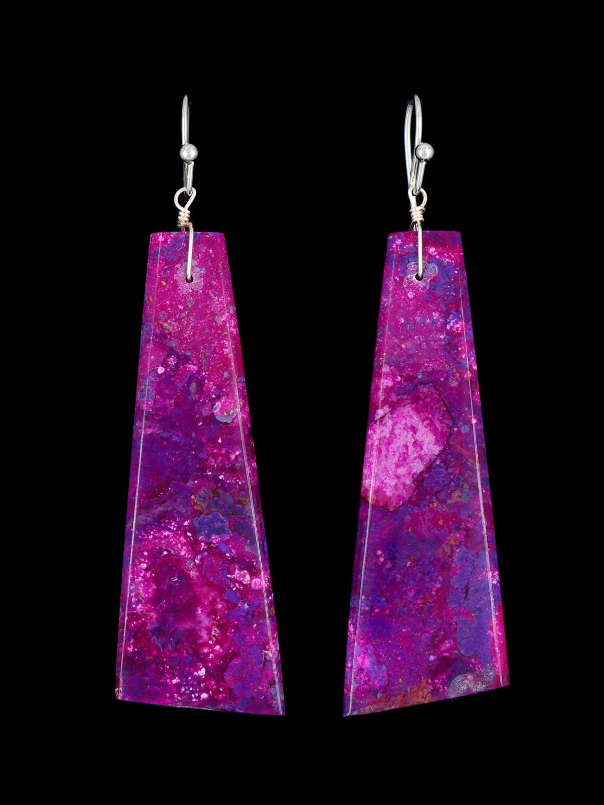 Navajo Spiny Oyster Slab Dangle Earrings