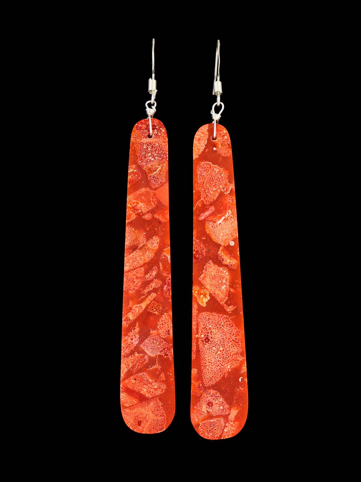 Navajo Apple Coral Slab Earrings