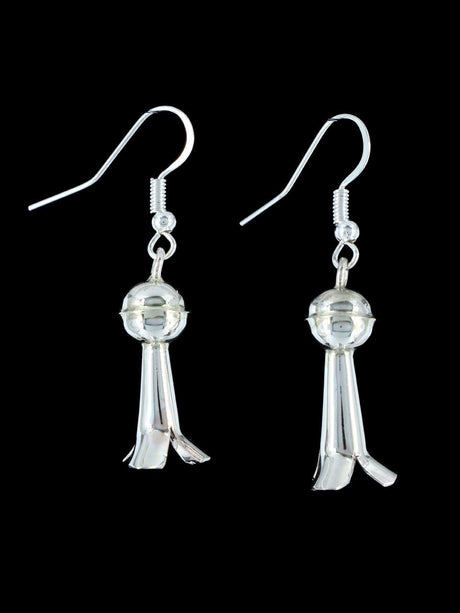 Navajo Sterling Silver Blossom Flute Earrings - PuebloDirect.com