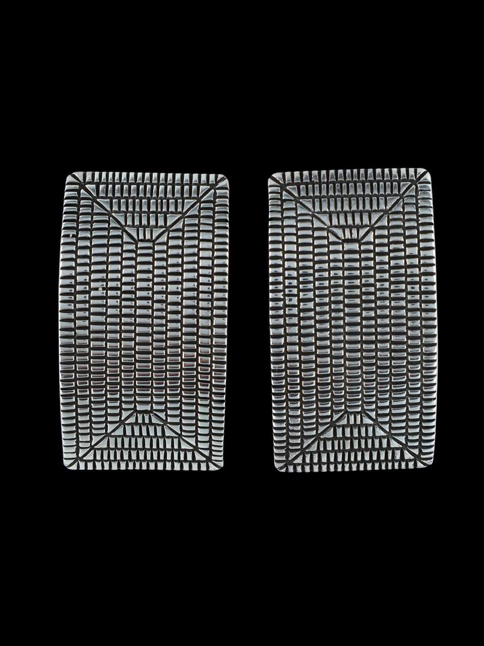 Navajo Jewelry Sterling Stamped Post Earrings - PuebloDirect.com
