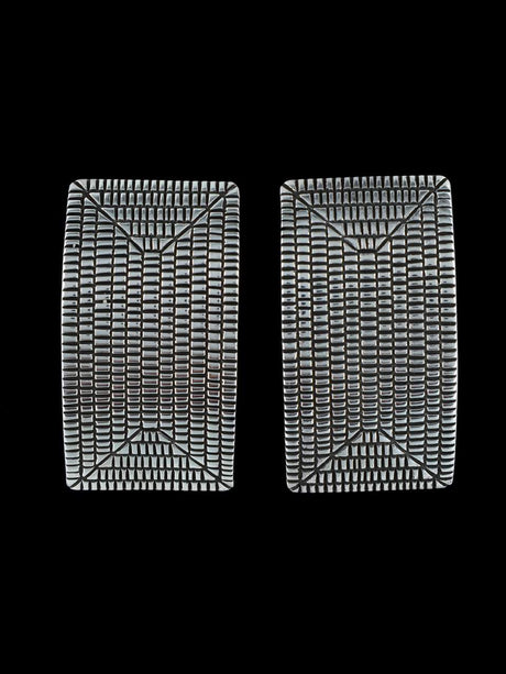 Navajo Jewelry Sterling Stamped Post Earrings - PuebloDirect.com