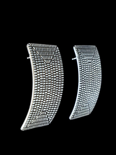 Navajo Jewelry Sterling Stamped Post Earrings - PuebloDirect.com