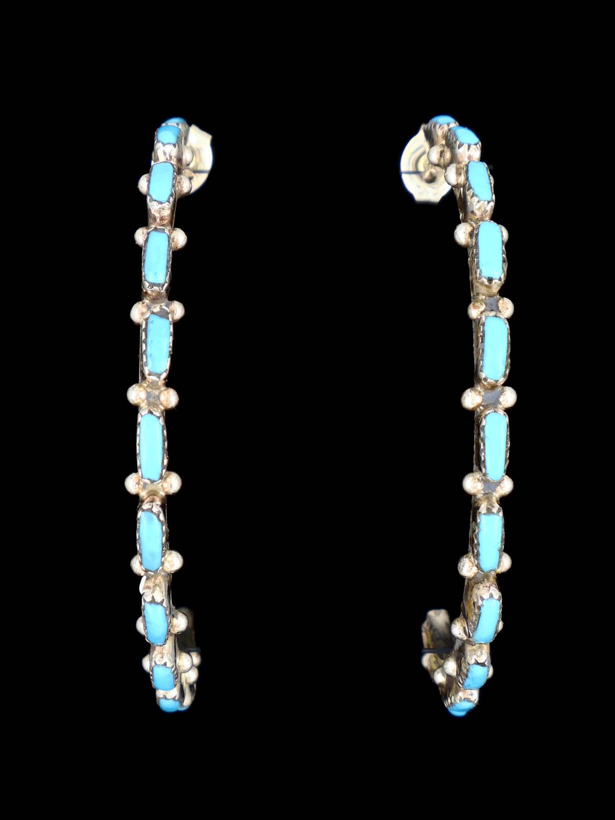 Zuni Turquoise Hoop Post Earrings