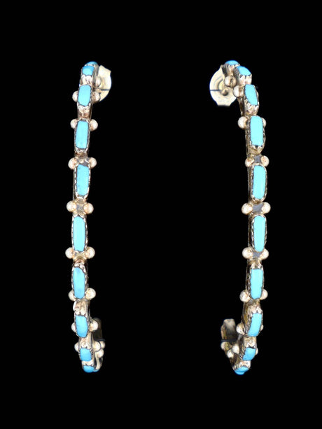 Zuni Turquoise Hoop Post Earrings
