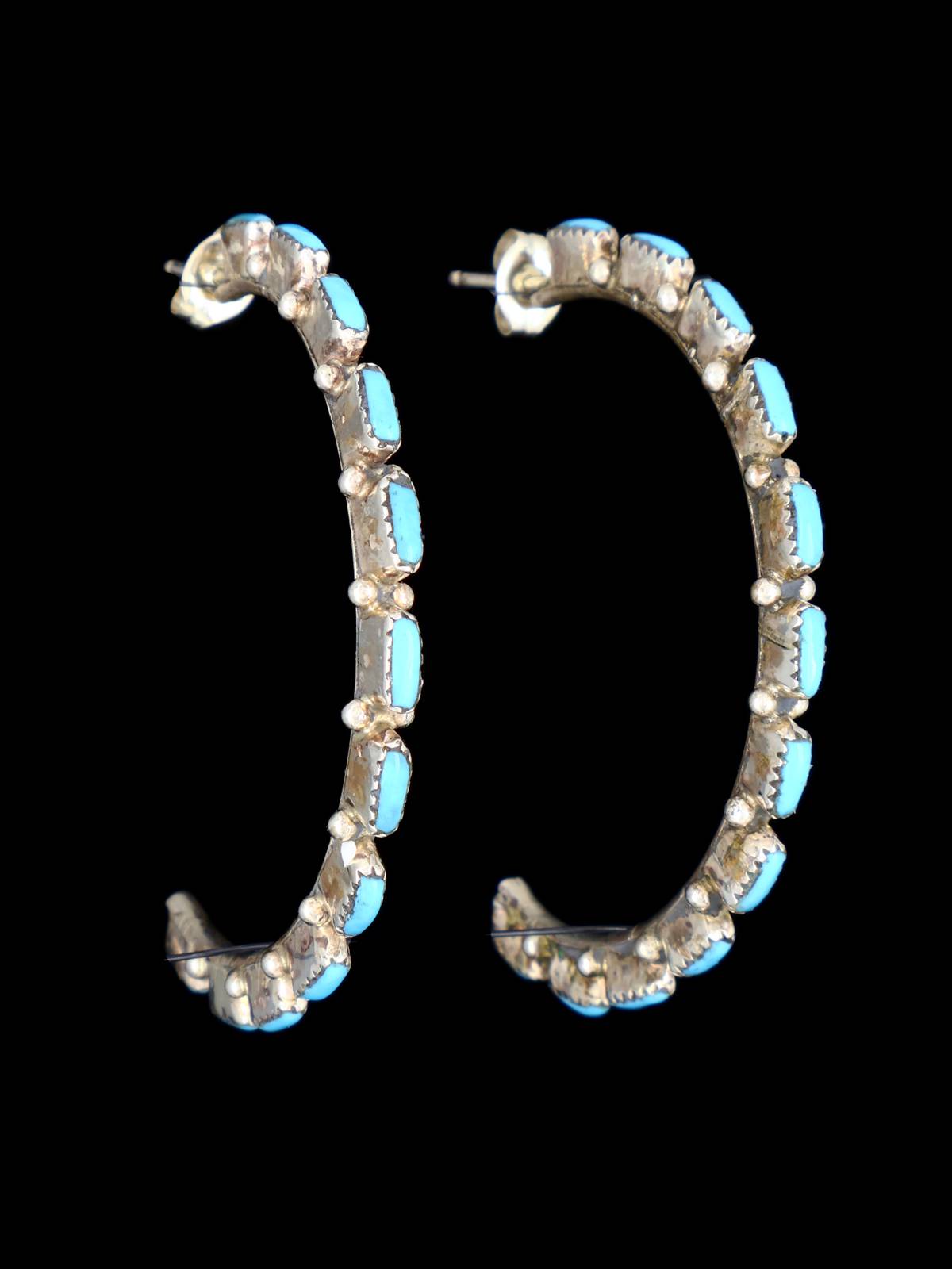 Zuni Turquoise Hoop Post Earrings