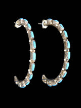 Zuni Turquoise Hoop Post Earrings