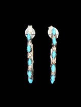 Zuni Sterling Silver Turquoise Hoop Post Earrings