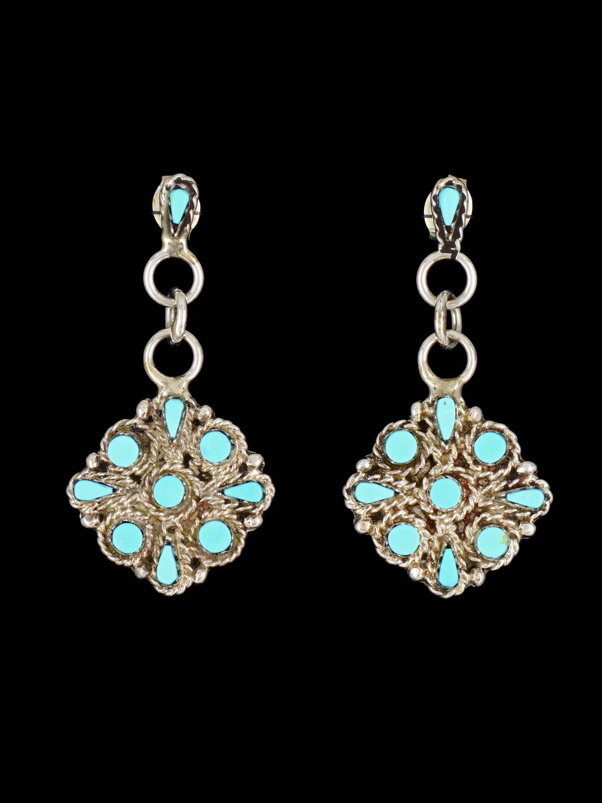 Pendientes de poste Zuni turquesa de joyería nativa americana