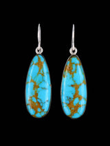 Navajo Sterling Silver Kingman Turquoise Dangle Earrings