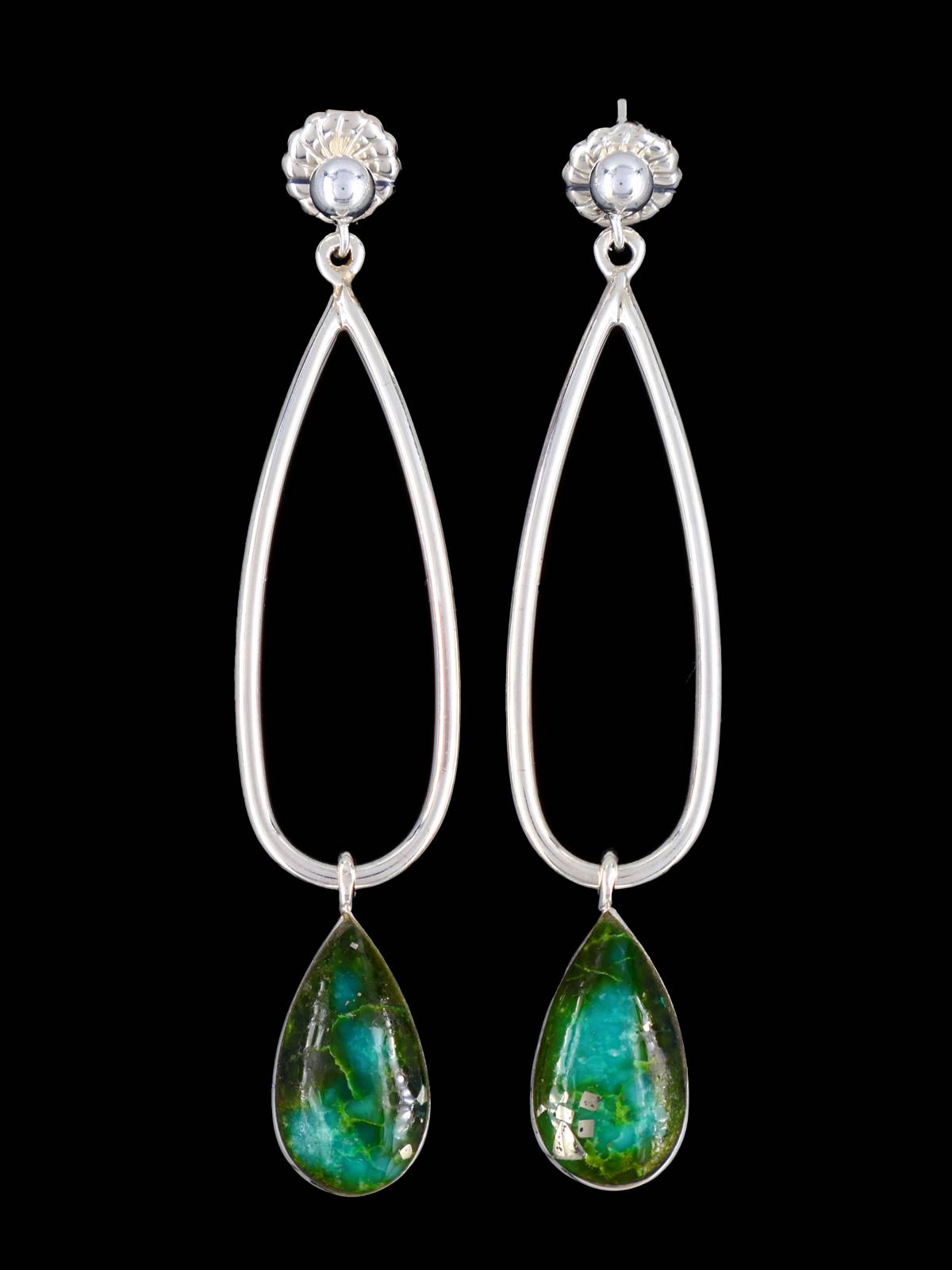 Navajo Sterling Silver Sonoran Mountain Turquoise Post Earrings