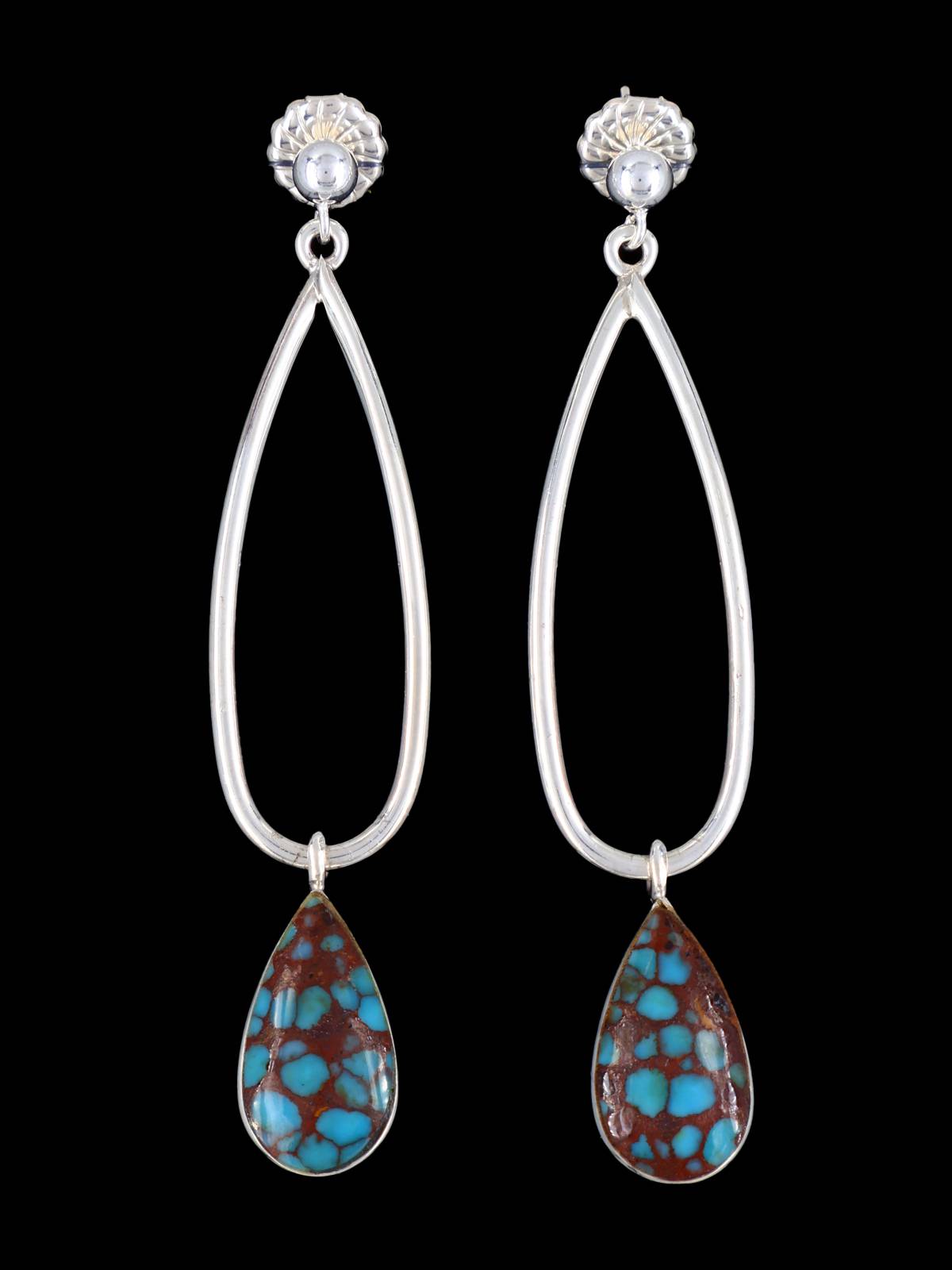Boucles d’oreilles Navajo Turquoise et Opalite Inlay Dangle