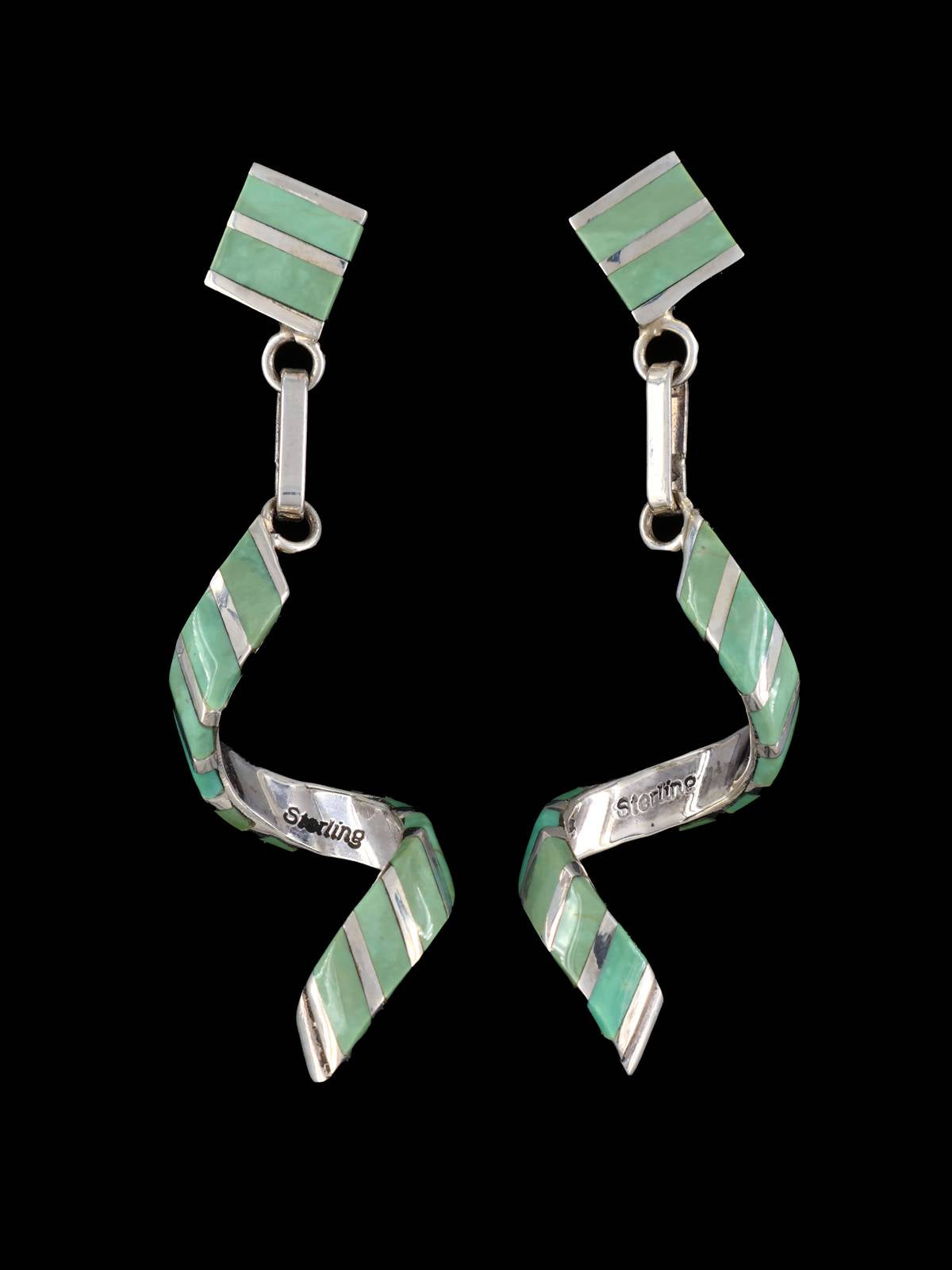 Zuni Sterling Silver Turquoise Twisted Post Earrings