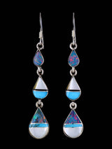 Boucles d'oreilles amérindiennes en argent sterling avec incrustation de mosaïque