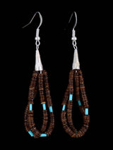 Santo Domingo Turquoise and Shell Heishi Dangle Earrings
