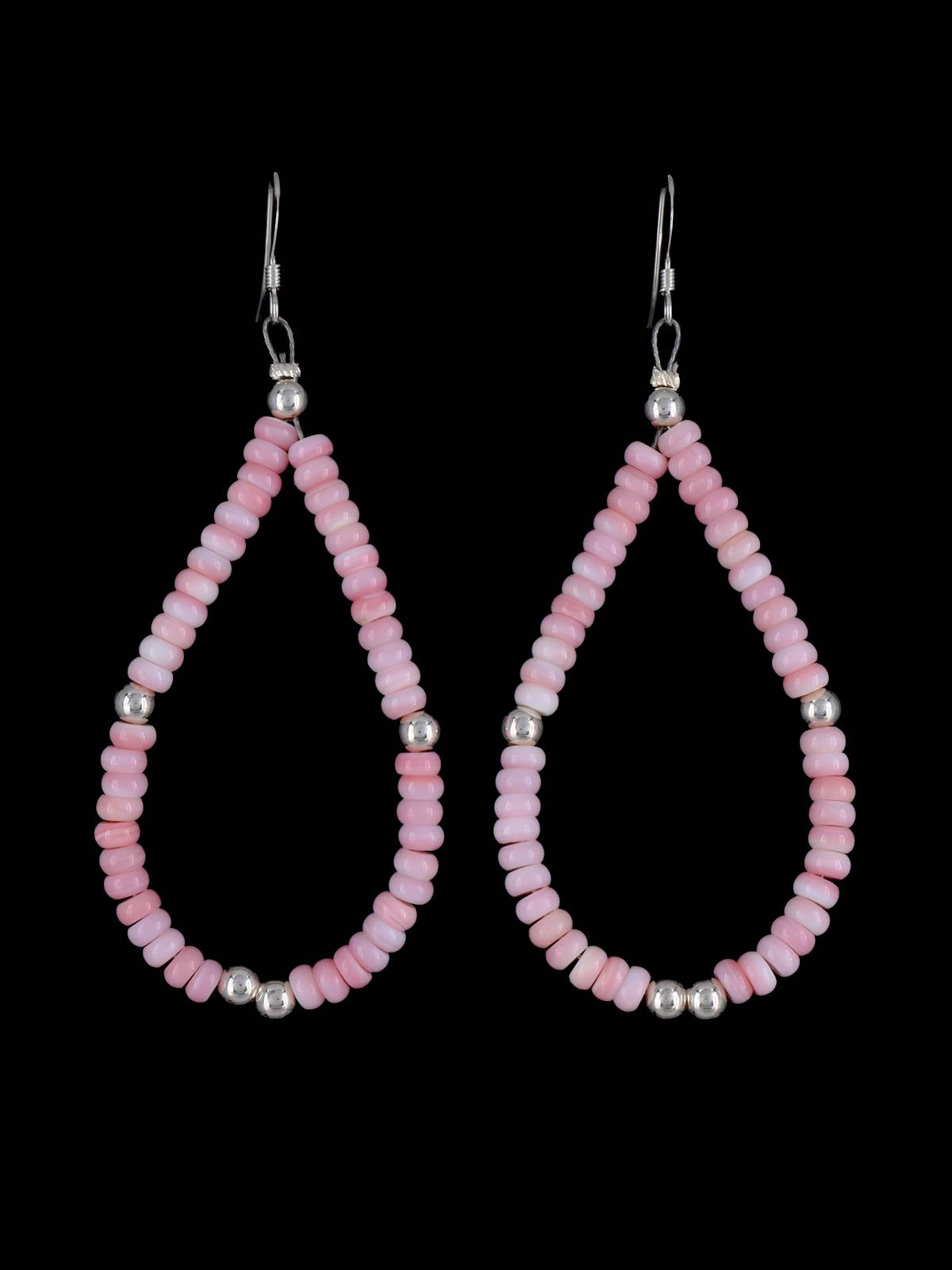Boucles d’oreilles Navajo Pink Conch et Sterling Silver Bead Dangle