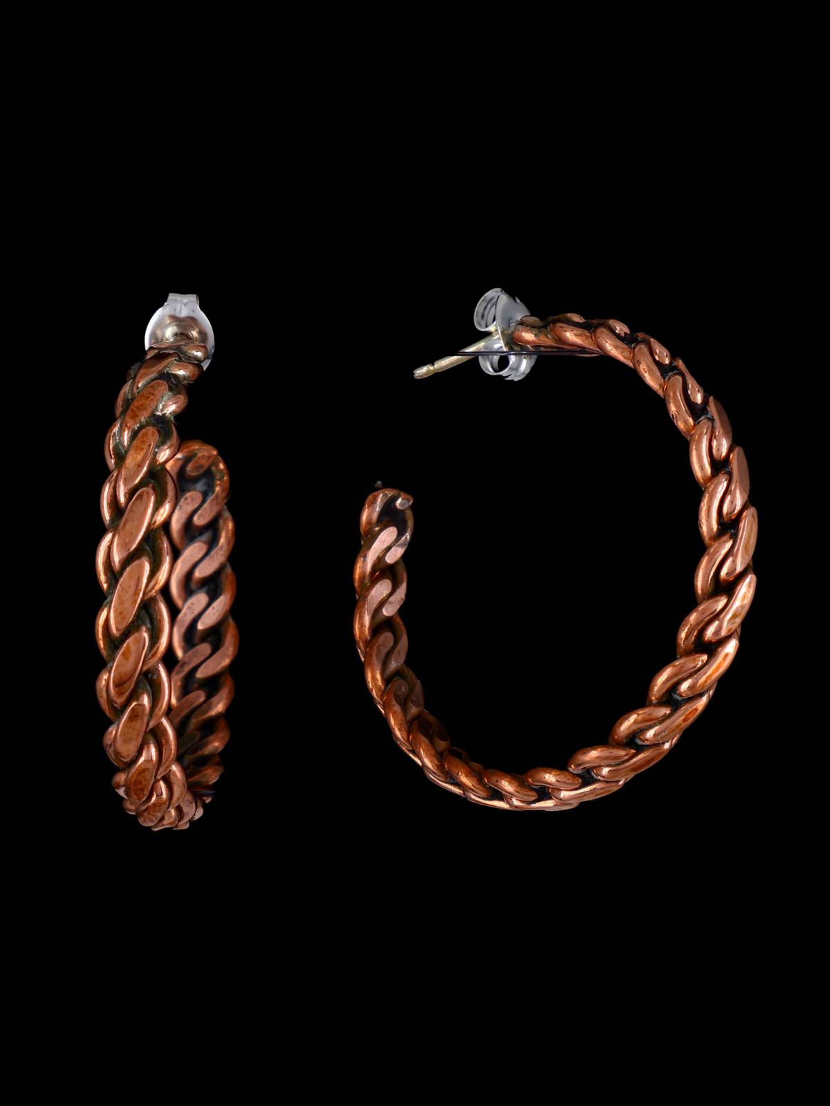 Pendientes colgantes de cobre estampado navajo
