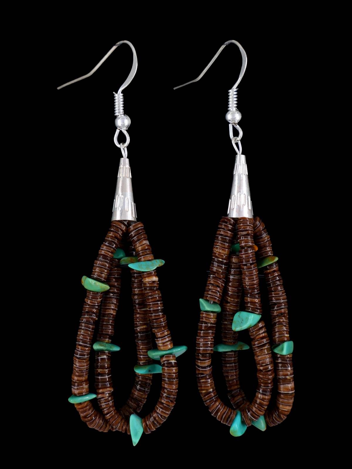 Santo Domingo Turquoise and Shell Heishi Dangle Earrings