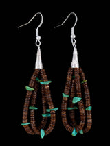 Santo Domingo Turquoise and Shell Heishi Dangle Earrings