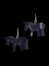 Carved Penn Shell Zuni Fetish Horse Dangle Earrings