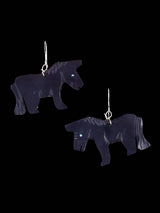Carved Penn Shell Zuni Fetish Horse Dangle Earrings