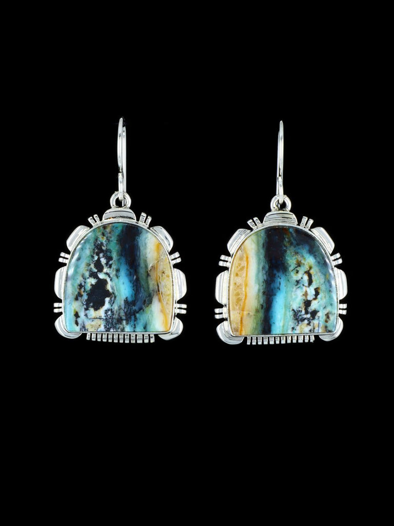 Native American Opalized Petrified Wood Sterling Silver Dangle Earrings - PuebloDirect.com