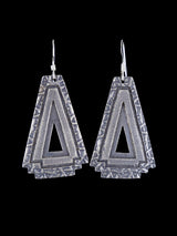 Navajo Sterling Silver Overlay Dangle Earrings - PuebloDirect.com