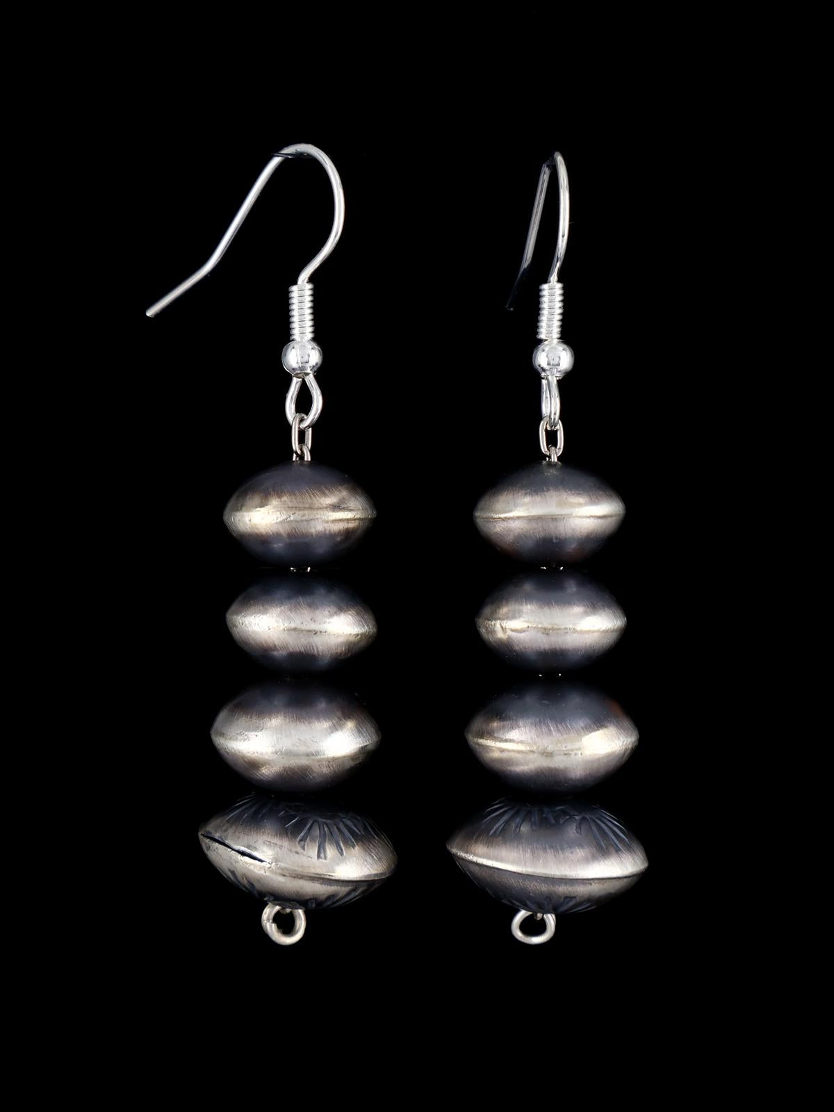 Navajo Sterling Silver Beaded Dangle Earrings - PuebloDirect.com