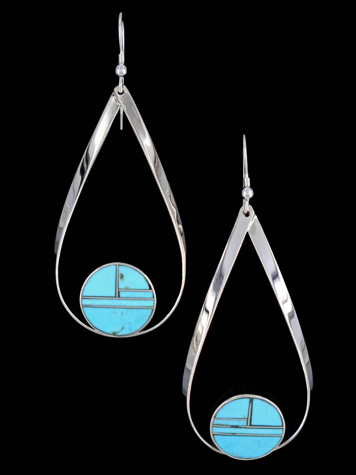 Boucles d'oreilles incrustées de pavés en argent sterling turquoise