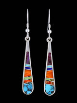 Navajo Indian Summer Sterling Silver Inlay Dangle Earrings