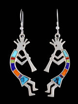 Navajo Indian Summer Sterling Silver Inlay Dangle Earrings