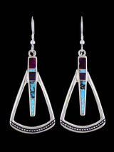 Navajo Sugilite and Opalite Inlay Dangle Earrings