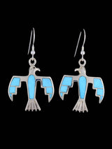 Navajo Turquoise Thunderbird Inlay Dangle Earrings