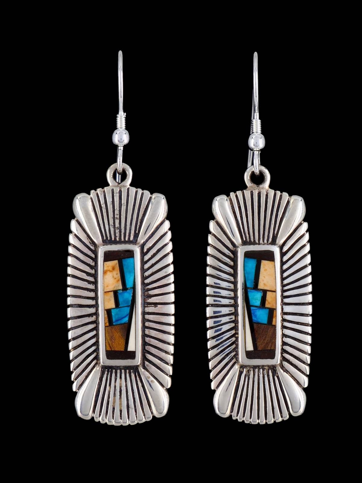 Boucles d'oreilles incrustées de pavés en argent sterling turquoise