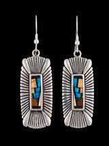 Boucles d'oreilles incrustées de pavés en argent sterling turquoise