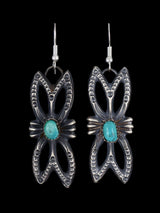 Navajo Turquoise Sandcast Sterling Silver Earrings - PuebloDirect.com