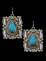 Navajo Egyptian Prince Turquoise Sterling Silver Earrings - PuebloDirect.com
