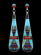Native American Inlay Turquoise Post Earrings - PuebloDirect.com